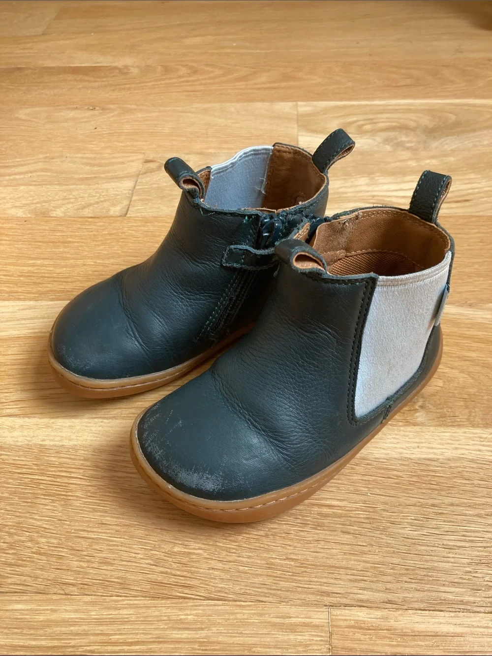 Camper Peu Green Leather Boots for Kids